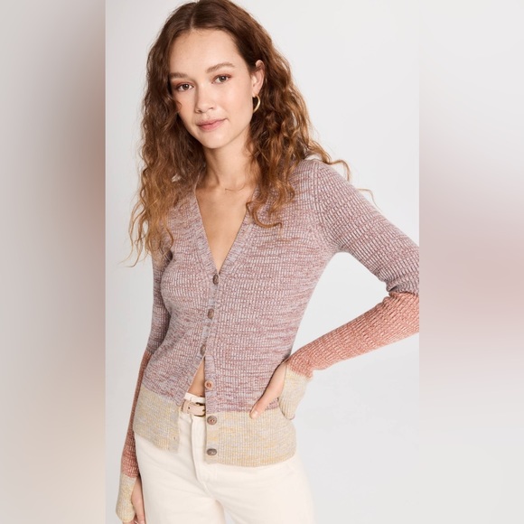 NWT Ulla Johnson Posey Thumbhole-Cuff Colorblock Cardigan Sweater - Picture 4 of 7